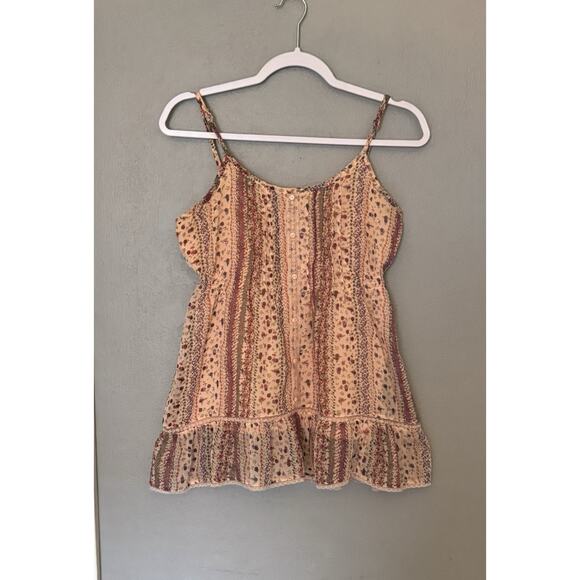 Decree Sz Small Floral Lace Babydoll Boho Y2K Tank Top Fairy Ruffle Cottagecore - Picture 1 of 9